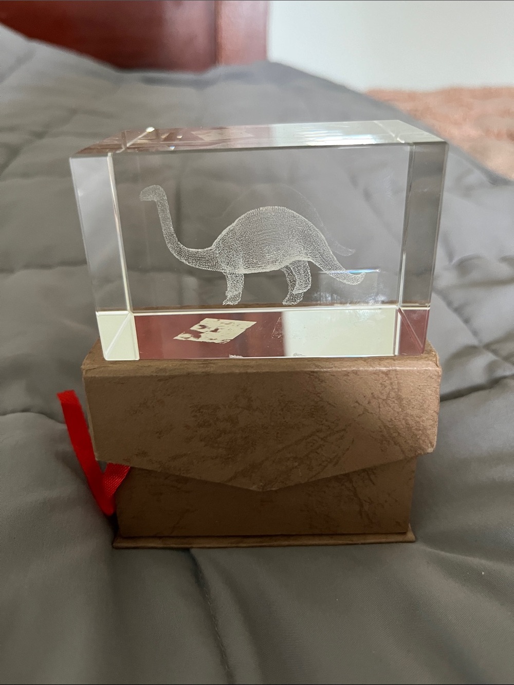 Etched Crystal Dinosaur Paperweight - Clear